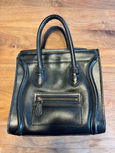 Celine Black Luggage Shoulder Bag Leather with Logo Used