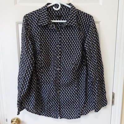 TALBOTS WOmen's Dog Print Novelty Cotton Button Top Casual Career Everyday 16W