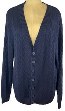 Brandy Melville Oversized Men’s Cotton Blend Navy Cableknit Cardigan O/S
