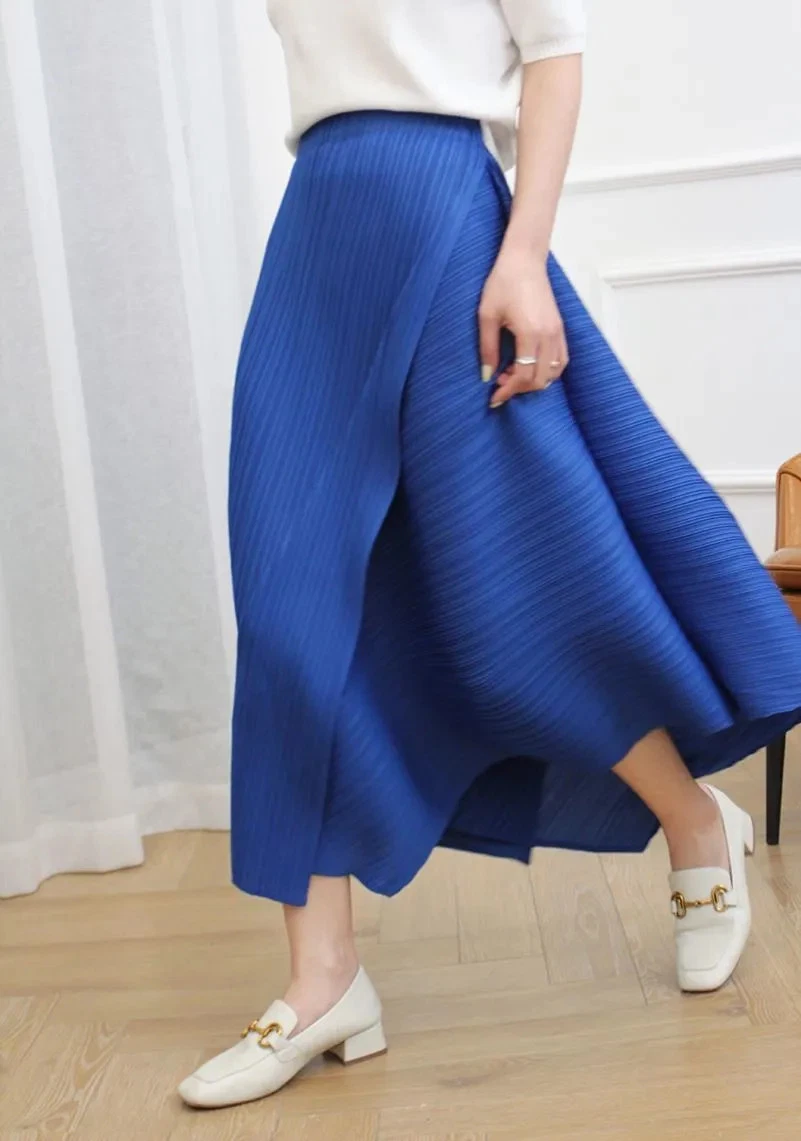 Miyake Pleated Loose Irregular Skirt Wome2025 Summer Autumn New High Waist Kore