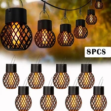 2-8X LED Solar Lantern Hanging Lights Yard Garden Waterproof Outdoor Decor Lamp
