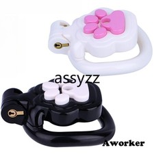 Male Sissy Chastity Cage CB Lock Tube with Belt 4 Ring Chastity Device
