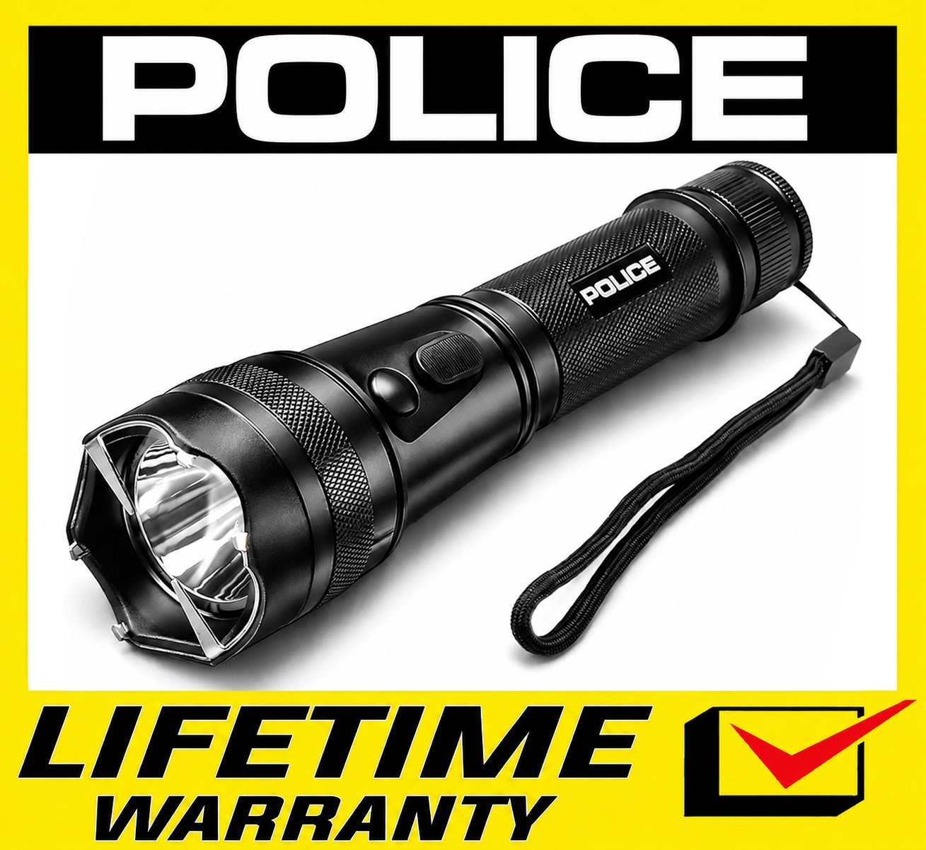 POLICE Metal Stun Gun 1109 Heavy Duty Rechargeable LED Flashlight Self Defense