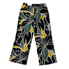 NWT Ann Taylor The High Waist Wide Leg Rise Black Floral Dress Pants Size 8P