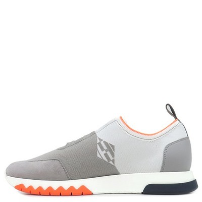 HERMES sneakers Exploit knit Suede leather Orange x gray #41.5 Exploit Sal