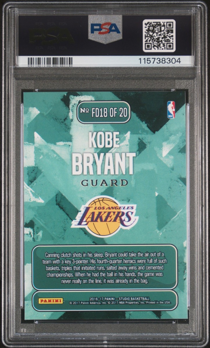 2016-17 Panini Studio - From Downtown Kobe Bryant #FD18 for sale