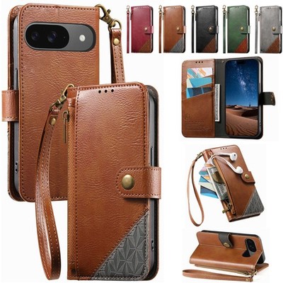 For Google Pixel 10 Pro XL 9 Pro 9A Zipper Leather Wallet Card Case Flip Cover
