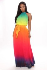 FashionNova Ombré Dress (Chasing rainbows Pleated Dress XS)