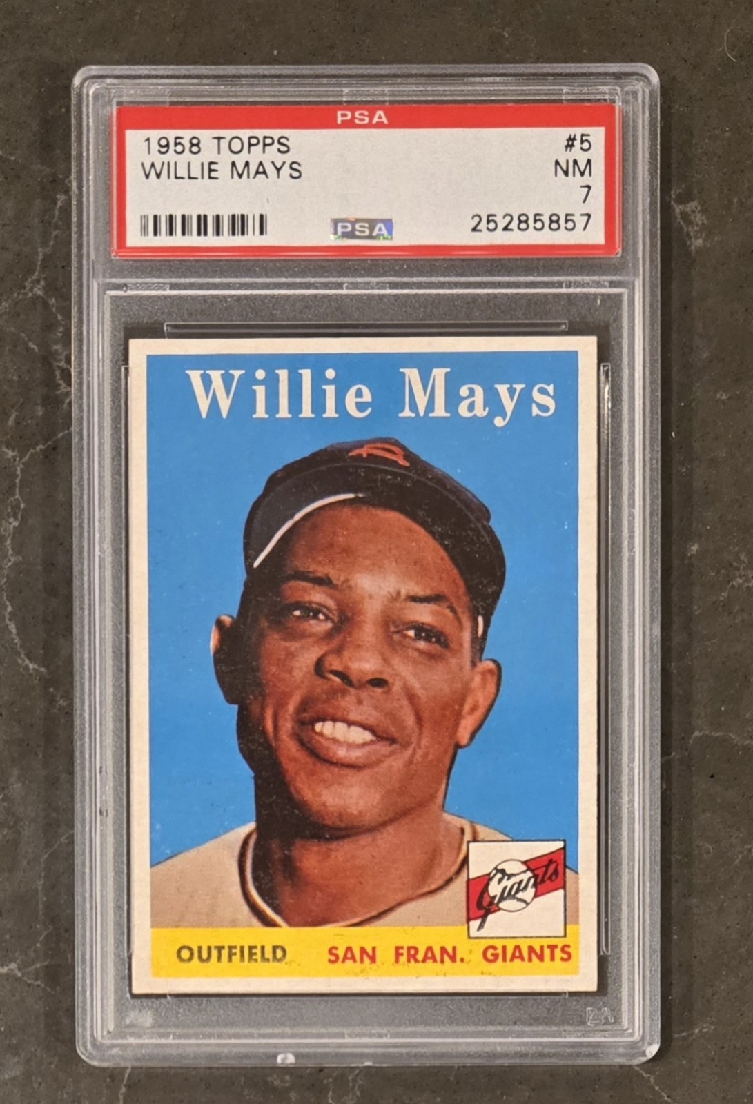 1958 Topps #5 Willie Mays PSA 7 Dead Centered Exceptional
