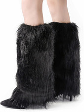 Fur Leg Warmers Faux Fur Fluffy Leg Warmers, Fuzzy over Boot Costume for Women G