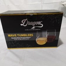 Glassware Wave Tumblers Handcrafted 16 oz Set of 2 New Open Box never used 
