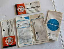 Vintage Pan Am Travel Document Holder, Itinerary, & Aeronaves De Mexico Tickets