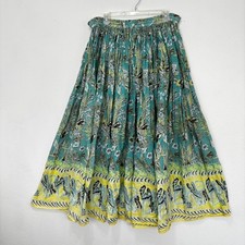 Y2K Womens Boho Tropical Maxi Skirt Medium Maximalist Cottagecore Vintage