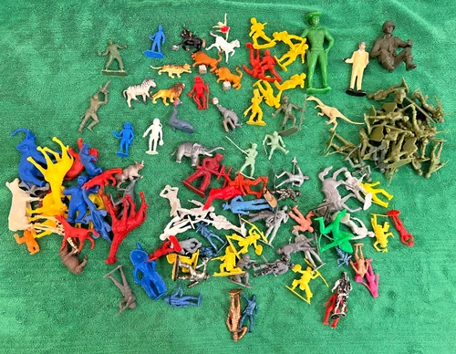 Large Lot of Vintage Plastic Figures, 60s, 70s, Marx, MPC Spacemen, Zoo, Circus