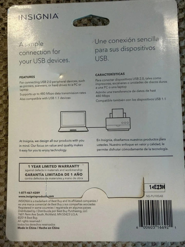 Insignia - 10' USB 2.0 A to B Cable - Black - Image 2 of 2