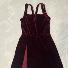 Weissman Red Velvet Leotard With Slit, Size SA
