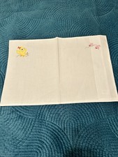 Lillian -Child  s Small Pillow Cover - White Cotton W Embroidery Duck  Pink Bird