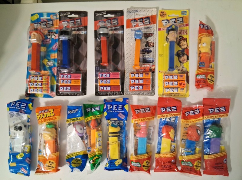 Pez Dispensers (Assorted Lot Of 15) Heroes - Nascar - Super Heroes - Cow - Sourz