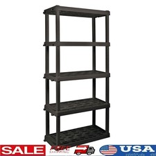 5-Tier Plastic Shelving Unit Tool-Free Garage Storage Heavy Duty Ventilated New