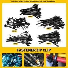 100PCS Universal Nylon Cable Bundled Bands Wire Harness Line Zip Fasteners Clips