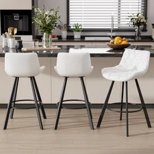 Bar Stools Set of 3/6 26" Counter Height  with Low Back and Footrest for Kitchen