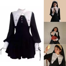 Nun Style Gothic Dress Halloween Party Wear Role Playing Outfit Costume
