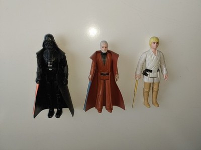 Vintage Star Wars DT LIGHTSABER 12 BACK EARLY,Ben Kenobi,Darth Vader,Luke Figure