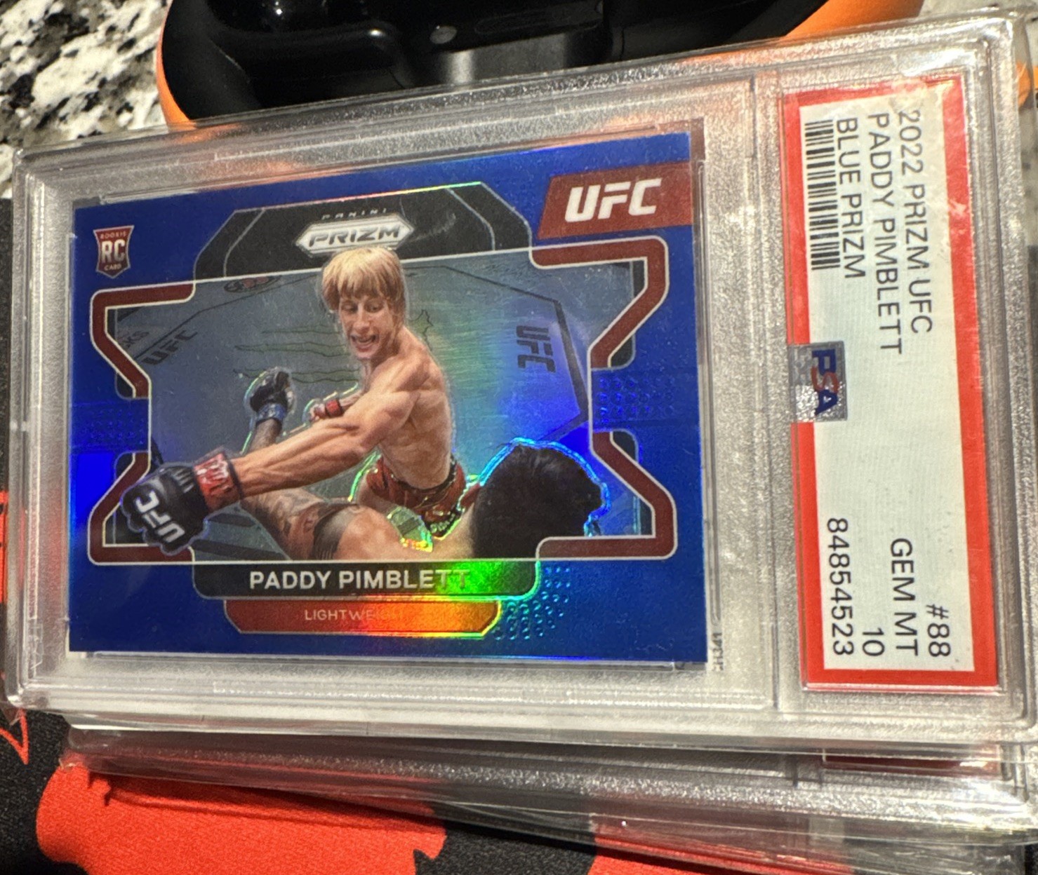 2022 Panini Prizm UFC Paddy Pimblett Rookie #88 RC Blue Prizm /199 PSA 10 POP 17