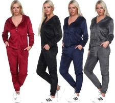 Damen Nicki Freizeitanzug Hausanzug Jogginganzug Nicki-Anzug mit Kapuze, M - 3XL