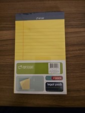 Top Flight 2 Pack Legal Pads 50 Sheets each/100 Sheets Total Canary 5in x 8in