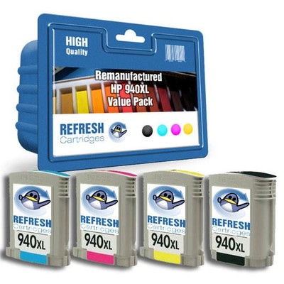 Refresh Patronen Full Set Vorteilspack 4x 940XL Tinte kompatibel mit HP Druckern