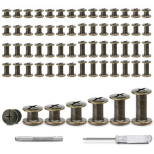 120Sets Chicago Screws, 6 Sizes Leather Rivets Assorted Kit M5 X 4,5,6,8,10,12Mm