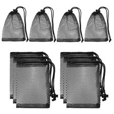 YUXIANLB 10Pcs Small Mesh Bags, 6x4 Inch Drawstring Black Mini Nylon Net With...