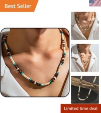 Puka Shell Necklace for Men and Women - Surfer Brown Coconut Shell Beads, Sea...