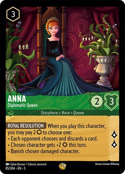 Anna - Diplomatic Queen - Shimmering Skies #85 - Frozen - Lorcana - Legendary NM
