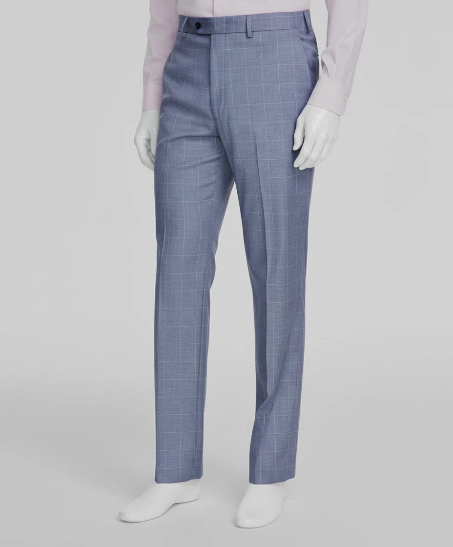 Michael Kors Men's Blue Check Classic Fit Spring Performance Pants Size 42W 30L