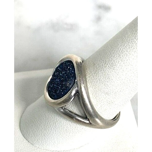 Sterling Silver Titanium Druzi Quartz Ring Size 10 Sky - Image 4 of 4