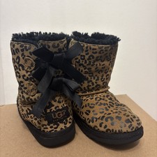Toddler Size 11 age 4-7 UGG Australia Bailey Bow Leopard Boot Chestnut used