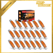 20 Pack Amber Side Marker Lights 6.3 Inch Rectangle Ip67 Waterproof 12 Led For