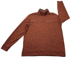 Eddie Bauer Sweatshirt Mens XL Orange Radiator Fleece Snap Mock Neck Pullover