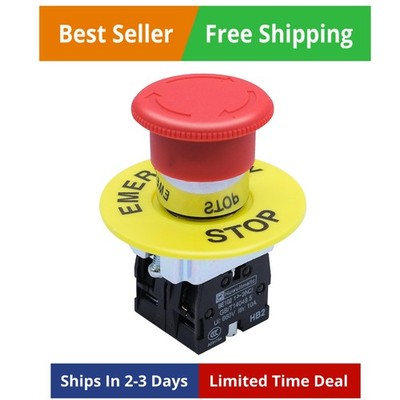 2NC 22mm Emergency Stop Push Button Switch Red Mushroom Equipment e Stop Shut
