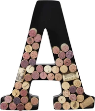 Metal Letter Wine Cork Keepsake Saver & Holder Monogram w/Free Wall Mount Kit A-