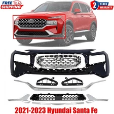Front Bumper Cover Primed & Grille Assembly For 2021-2023 Hyundai Santa Fe