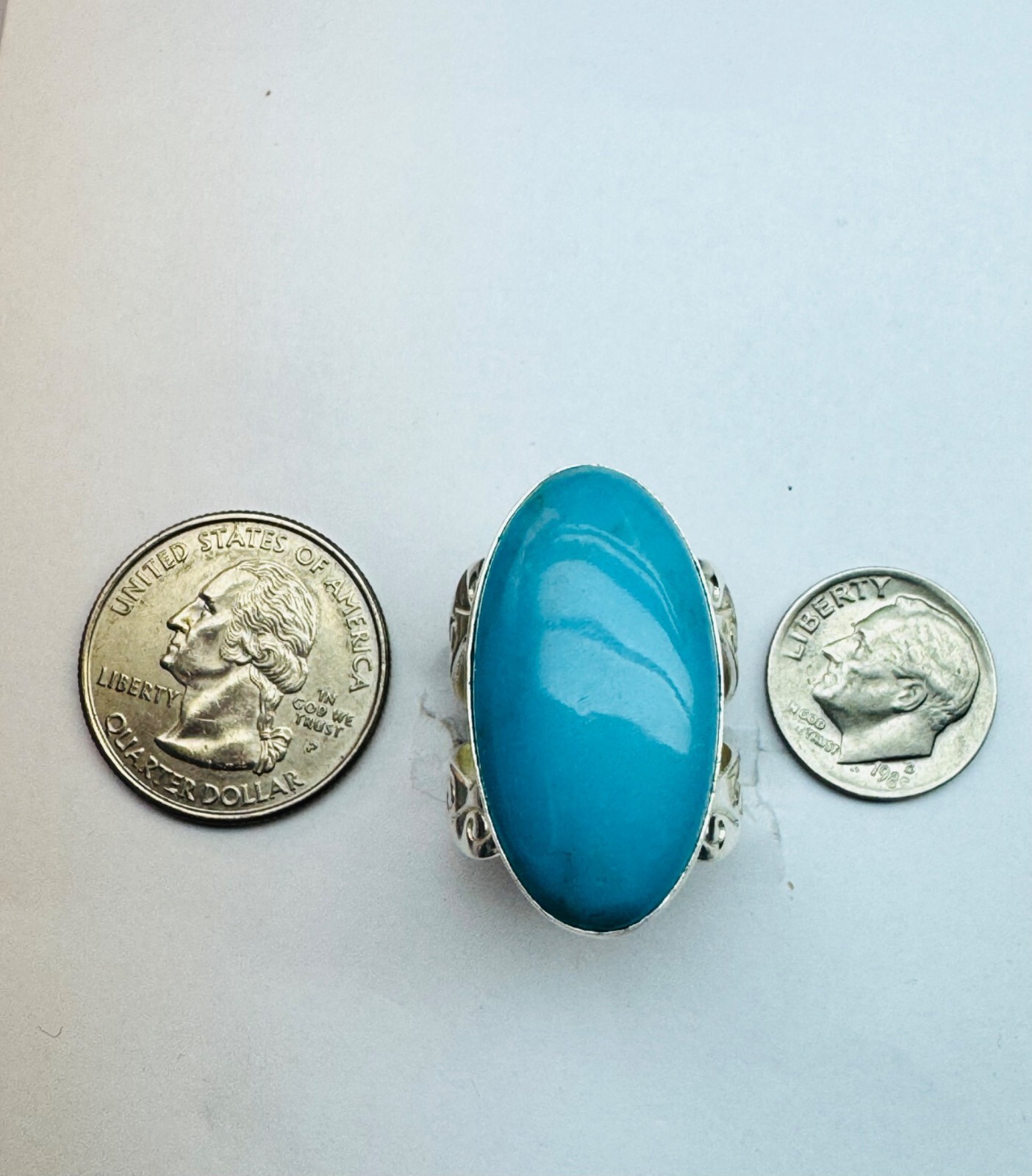 Bold Statement Turquoise Ring Sterling Silver 925… - image 10