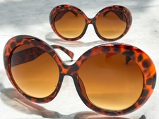 OVERSIZED EXAGGERATED Funky RETRO SUN GLASSES X-Large Huge Round Tortoise Frame