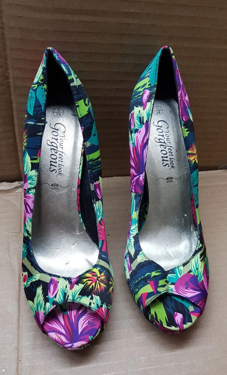 New Look Women s Floral Printed Peep Toe Stiletto Heel Shoes UK 5 EUR 38