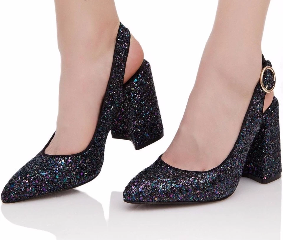 SHELLYS LONDON Chester насос новый в коробке слинга каблук черная кожа или блестящий $159 - Изображение 3 из 4