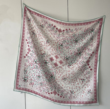 Pure 14 Momme Twill Silk Bandanna Scarf Wrap Floral Print Square Shawl 35" pink