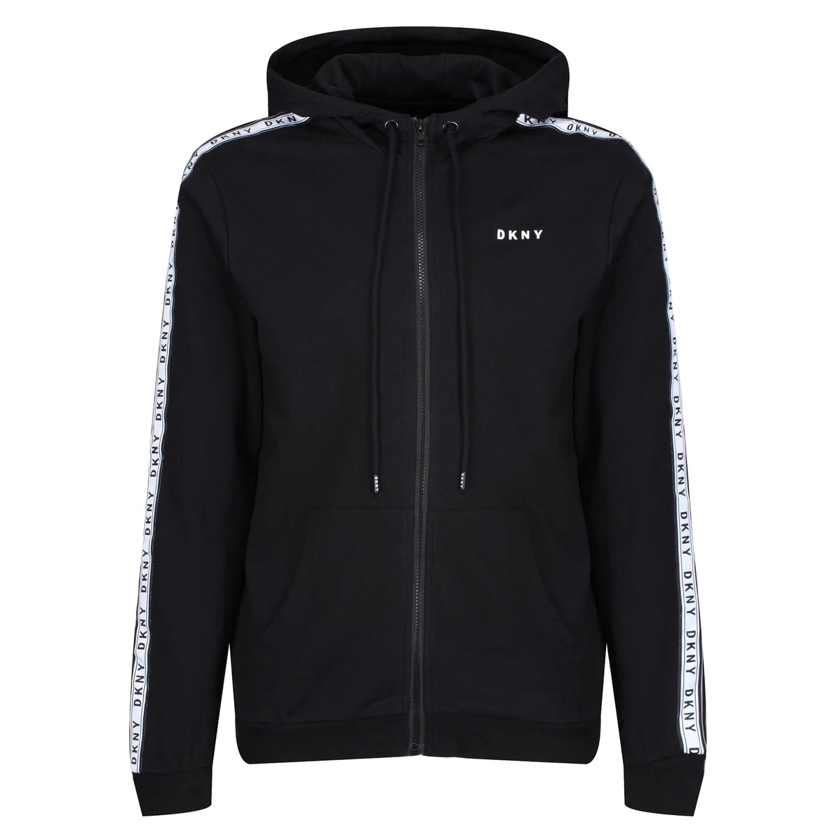 DKNY Mens Hoodie Long Sleeved Kings Tape Designer Logo Cotton Zip Jumper |  eBay