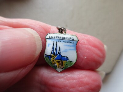 VINTAGE LUXEMBURGISCHE KATHEDRALE SILBER EMAILLE REISESCHILD ANHÄNGER CHARM ANHÄNGER ALT